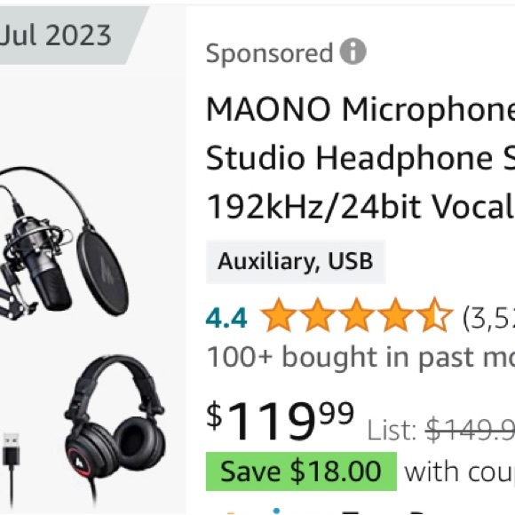 MAONO AU-AO4H Studio Microphone & Studio Podcasting, Gaming, Headphone Kit.NEW🖤 - Picture 8 of 12